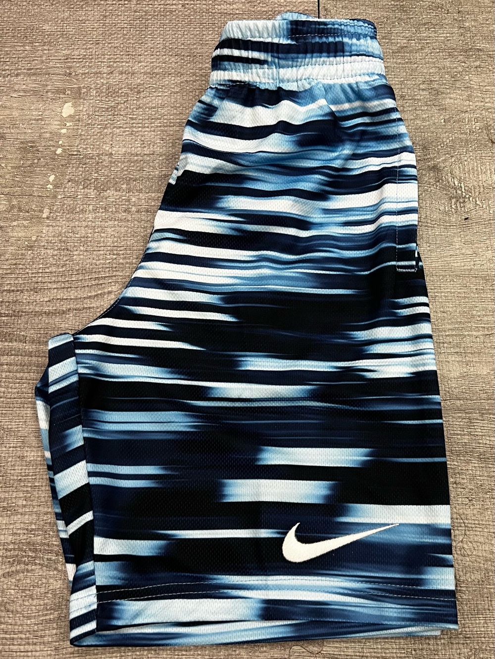 3BRAND Boys S Striped Athletic Shorts Blue Black White Drawstring 7" Inseam